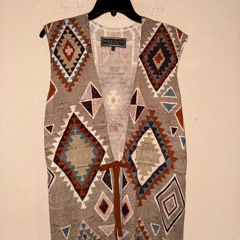 Double D Ranch Multicolor Western Tribal Kimono Size Large - Picture 3 of 8